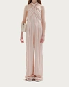 EENK SIESTA HALTERED JUMPSUIT IN PINK STRIPE