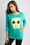 ANGEL BIG EYES EMOJI TOP IN TEAL