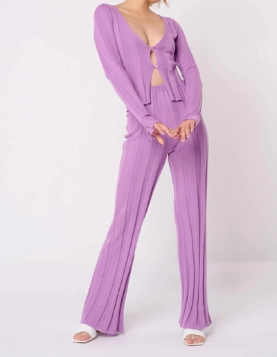 Another Girl Wide Rib Knit Trouser In Lilac In Purple