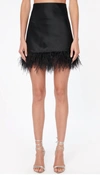 CAMI NYC AVIVA FEATHER MINI SKIRT IN BLACK