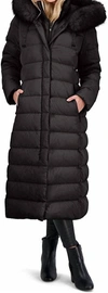 T Tahari Nelly Faux Fur Trim Hooded Puffer Coat In Black