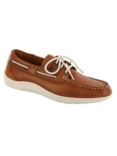 Sas Catalina Lace Up Boat Shoe - Medium In Sandstone In Silver