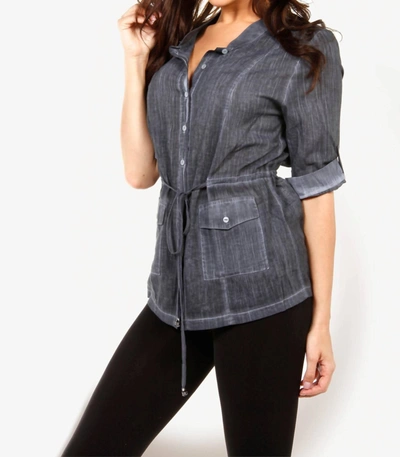 Angel Oil-washed Drawstring Shirt In Gray In Grey