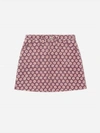RE/DONE 70S Pocket Mini Skirt In Plum Stamp