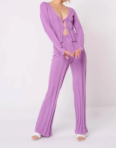 Another Girl Wide Rib Knit Trouser In Lilac In Purple