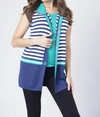 Angel Striped Hooded Vest In White/navy In Multi