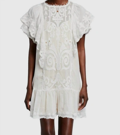 Stellah Semi Sheer Embroided Lace Dress In White