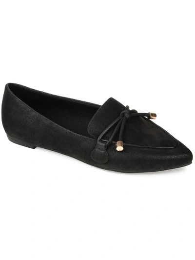Journee Collection Muriel Womens Faux Leather Slip On Loafers In Black