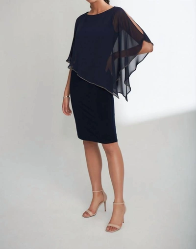 Joseph Ribkoff Sheer Brilliance Dress In Midnight Blue