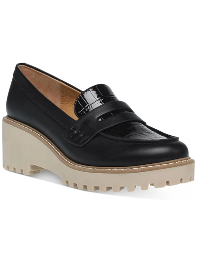 Dolce Vita Rocki Womens Faux Leather Slip-on Loafers In Black