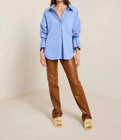 A.l.c Monica Oversized Striped Cotton-poplin Shirt In Blue