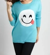 ANGEL ALL SMILES EMOJI TOP IN TURQUOISE