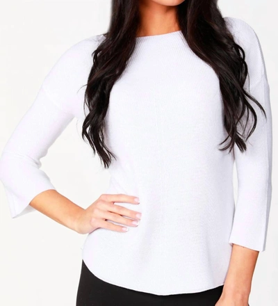 Angel Ribbed 3/4 Sleeve Top In White