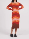 ANOTHER GIRL ORGANIC COTTON SUNSET KNIT MIDI DRESS IN MULTI