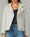 Greylin Vera Tweed Moto Jacket In Ivory In Multi