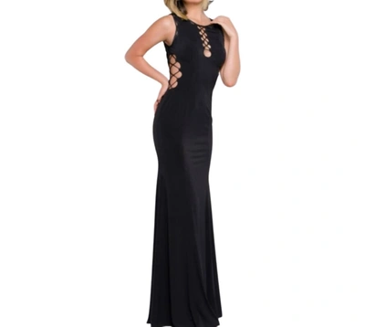 Jovani Fitted Peplum Evening Gown In Black