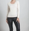 Angel Long Sleeve Scoop Neck Top In Ivory In White