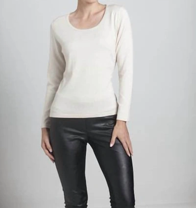 ANGEL SCOOP NECK LONG SLEEVE TOP IN STONE