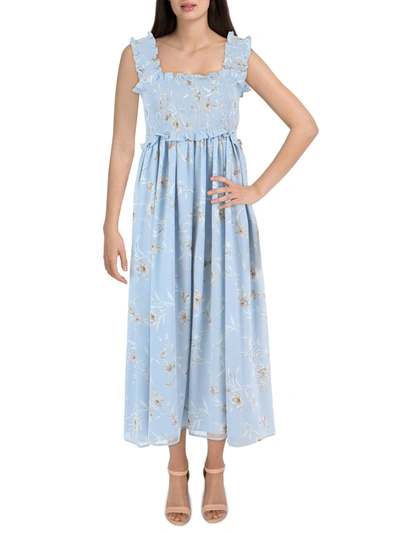 Jacquie The Label Womens Floral Print Midi Sundress In Blue