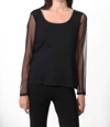 ANGEL SHEER-SLEEVED TOP IN BLACK