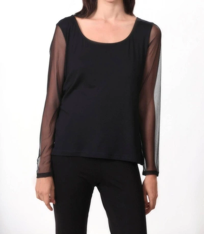 Angel Sheer-sleeved Top In Black