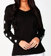 Angel Long Sleeve Dot Neck Top In Black/white In Multi