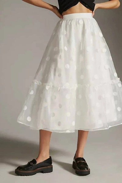 Eva Franco Tulle Midi Skirt In Snowflake Dot In Multi