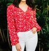 SANCTUARY CORI FLORAL BLOUSE IN RED