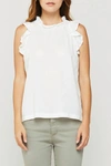 VELVET HEART KALLIOPE RUFFLE TANK IN WHITE