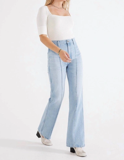 Etica Estilia High Rise Flared Pintuck Jeans In Blue Reef