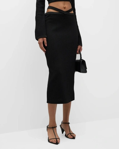 Paola Bernardi Viviane Cutout Midi Knit Skirt In Black
