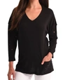 ANGEL CUT-OUT SLEEVE POCKET TOP IN BLACK