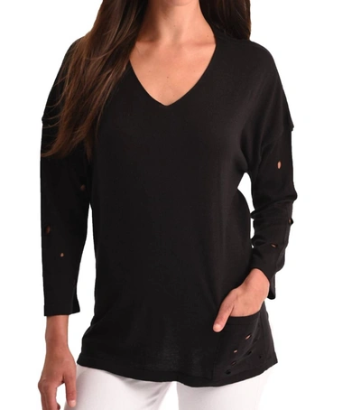 Angel Cut-out Sleeve Pocket Top In Black