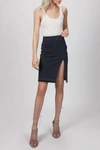 Zeynep Arcay Stretch Denim Slit Skirt In Grey In Grey