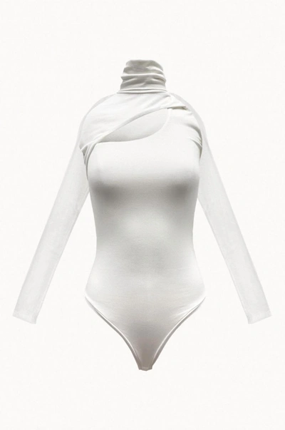 Geel Juanes Stretch-modal Jersey Cutout Bodysuit In White