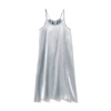 Pj Harlow Monrow Satin Long Nightgown With Gathered Back In Morning Blue