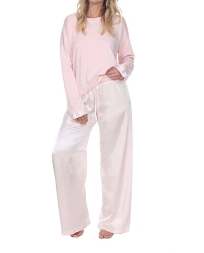 Pj Harlow Izzy French Terry Sweatshirt With Satin Cuffs In Blush In Pink