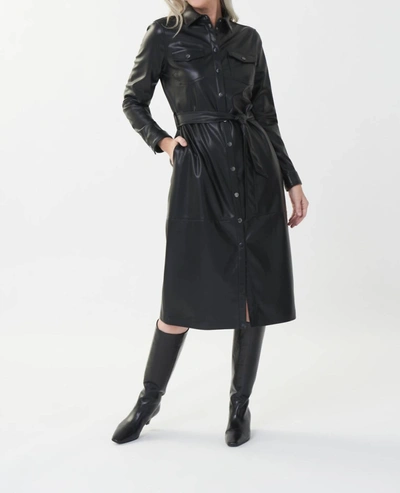 Joseph Ribkoff Faux Leather Dress In Black