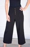 Cupcakes And Cashmere Riga Button Front Wide Leg Trouser In Black