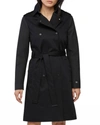 SOIA & KYO KYA STRETCH COTTON TRENCH COAT IN BLACK