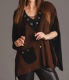 ANGEL V-NECK TIE UP PONCHO IN BROWN