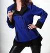 Angel Funnel-collar Coat In Cobalt/black In Multi