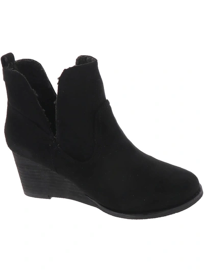 Very G Ember Womens Faux Suede Heels Ankle Boots In Black