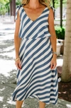 B Collection By Bobeau Lisette Sleeveless Striped Dress In Chambray In Blue