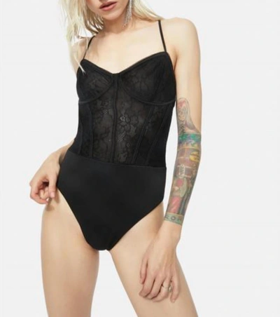 Afrm Cora Lace Bodysuit In Noir In Black