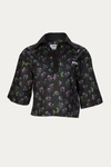 MSGM PRINTED CROPPED BLOUSE IN BLACK