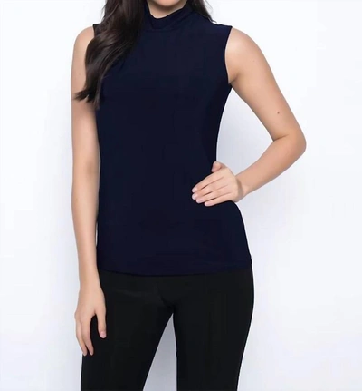 Frank Lyman Sleeveless Mock Neck Top In Midnight Blue