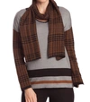 Angel Houndstooth V-neck W/ Scarf In Black Multi In Multi