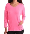 ANGEL CUT-OUT SLEEVE POCKET TOP IN FUCHSIA