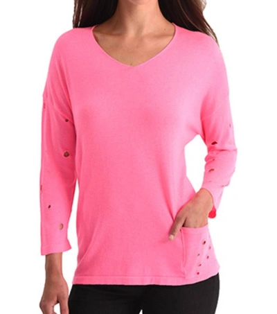 Angel Cut-out Sleeve Pocket Top In Fuchsia In Pink